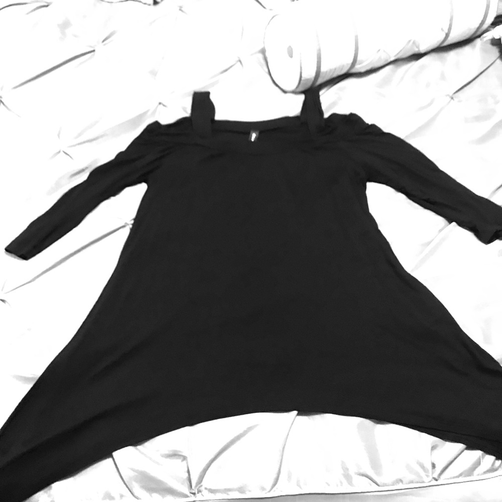 Black open shoulder top